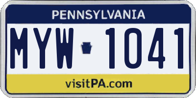 PA license plate MYW1041
