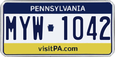 PA license plate MYW1042