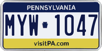 PA license plate MYW1047