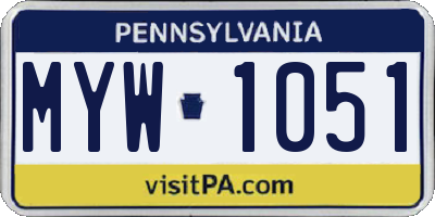 PA license plate MYW1051