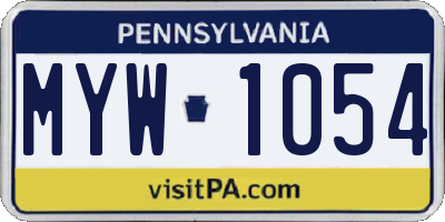 PA license plate MYW1054