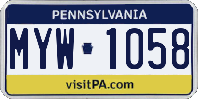 PA license plate MYW1058