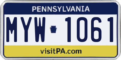 PA license plate MYW1061