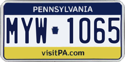 PA license plate MYW1065