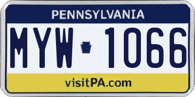 PA license plate MYW1066
