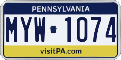 PA license plate MYW1074