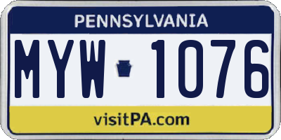 PA license plate MYW1076