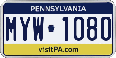 PA license plate MYW1080