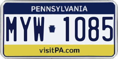 PA license plate MYW1085