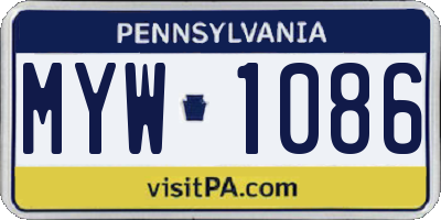 PA license plate MYW1086