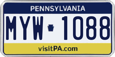 PA license plate MYW1088
