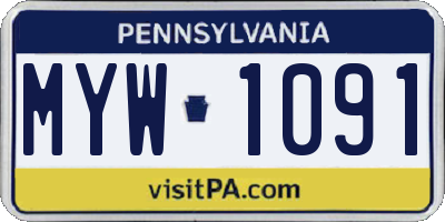PA license plate MYW1091