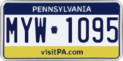 PA license plate MYW1095