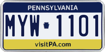 PA license plate MYW1101