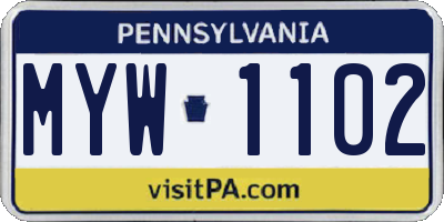 PA license plate MYW1102