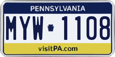 PA license plate MYW1108
