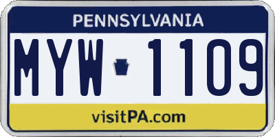 PA license plate MYW1109
