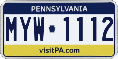 PA license plate MYW1112
