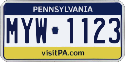 PA license plate MYW1123