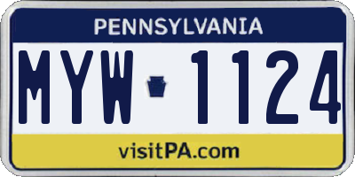 PA license plate MYW1124