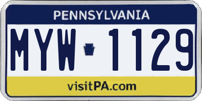 PA license plate MYW1129