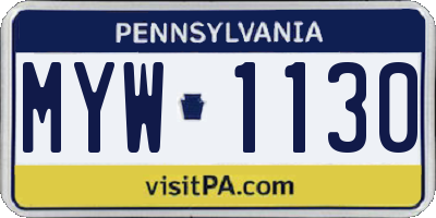 PA license plate MYW1130