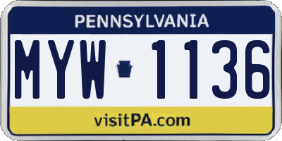 PA license plate MYW1136