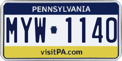 PA license plate MYW1140