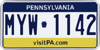 PA license plate MYW1142