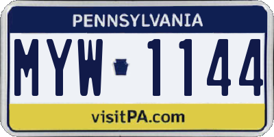 PA license plate MYW1144