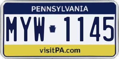 PA license plate MYW1145