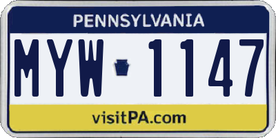 PA license plate MYW1147