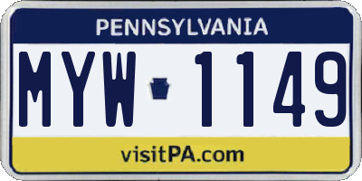 PA license plate MYW1149