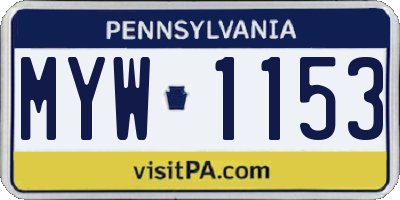 PA license plate MYW1153