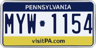 PA license plate MYW1154