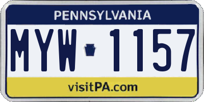 PA license plate MYW1157
