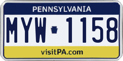 PA license plate MYW1158
