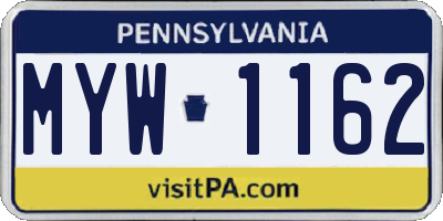PA license plate MYW1162