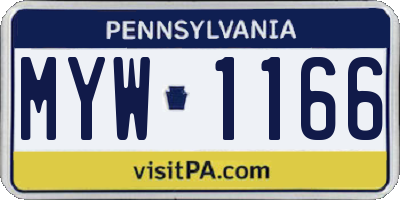 PA license plate MYW1166