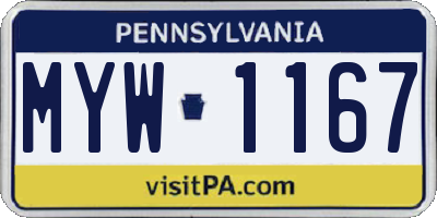 PA license plate MYW1167