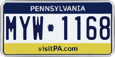 PA license plate MYW1168