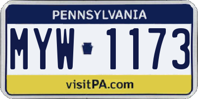 PA license plate MYW1173