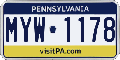 PA license plate MYW1178