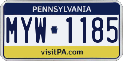 PA license plate MYW1185