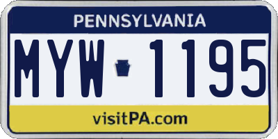 PA license plate MYW1195