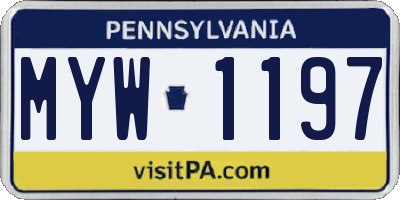 PA license plate MYW1197