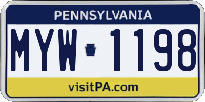 PA license plate MYW1198