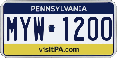 PA license plate MYW1200