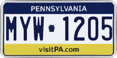 PA license plate MYW1205