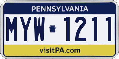 PA license plate MYW1211